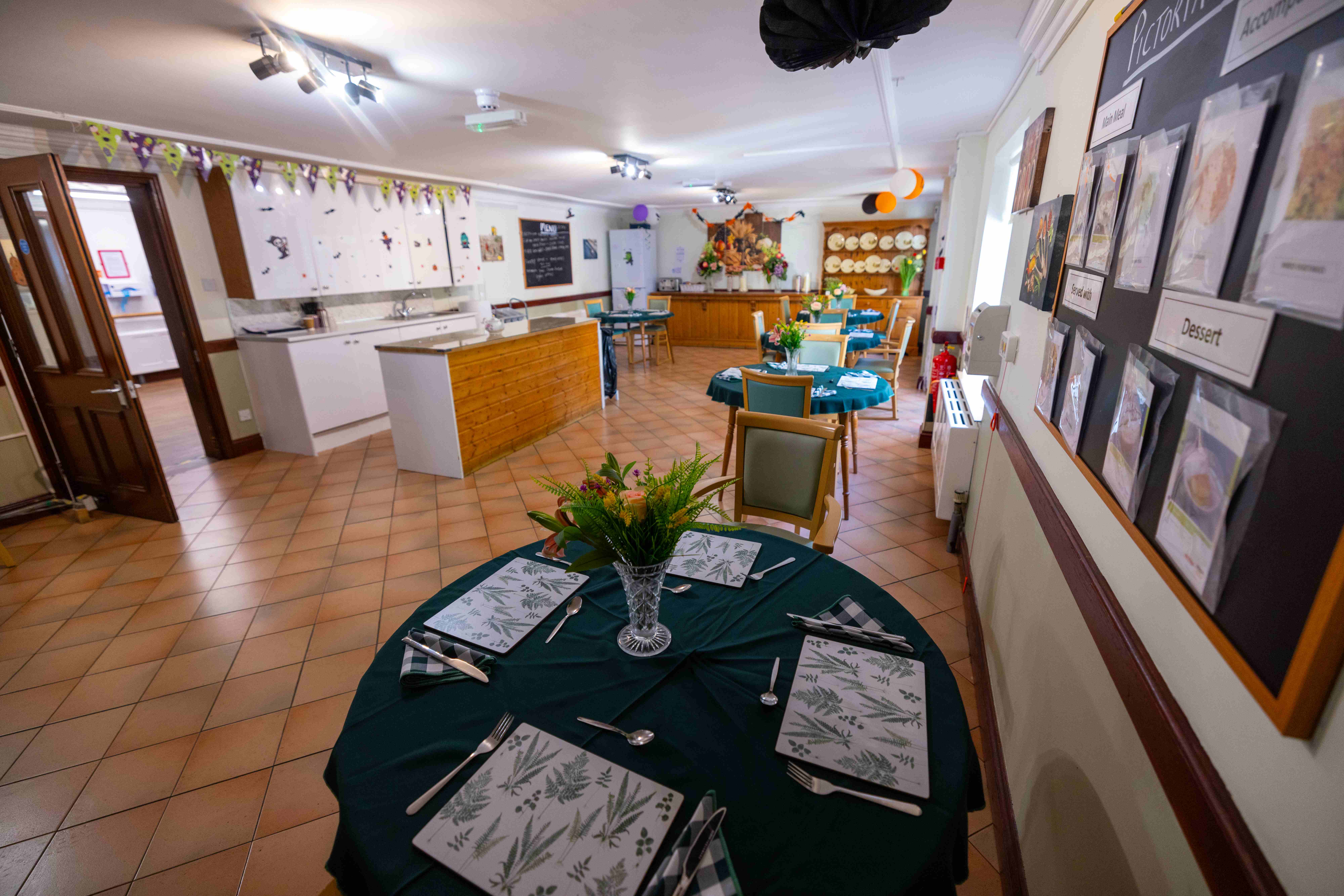 Dining area with view of kitchen